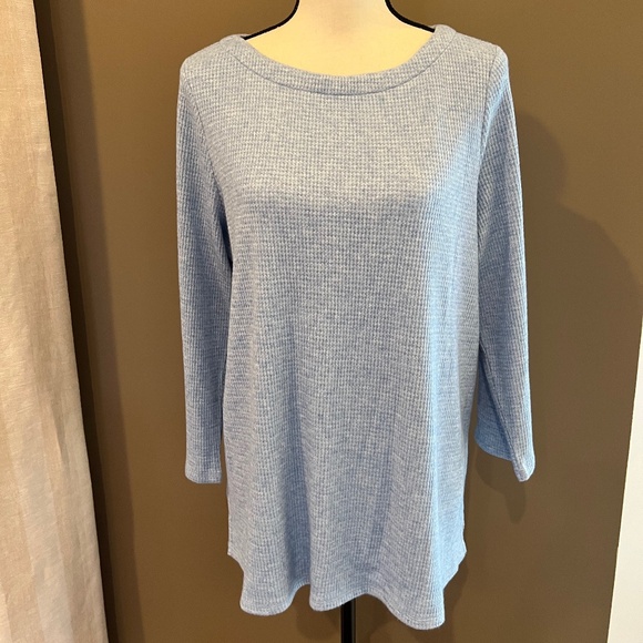 J. Jill Tops - NWT J. Jill Wherever Collection Waffle Blue Crew 3/4 Soft, Size Large